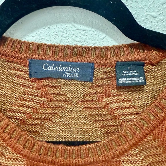 Caledon vintage Men's wool blend Crewneck Sweater - Rust large - Picture 9 of 11